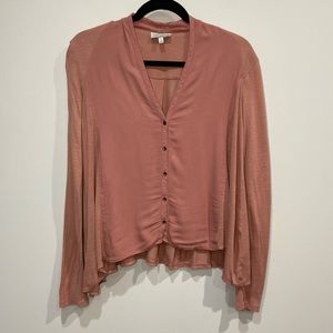Lucky Brand Women's Long Sleeve Button Up Pink Blouse Size Small